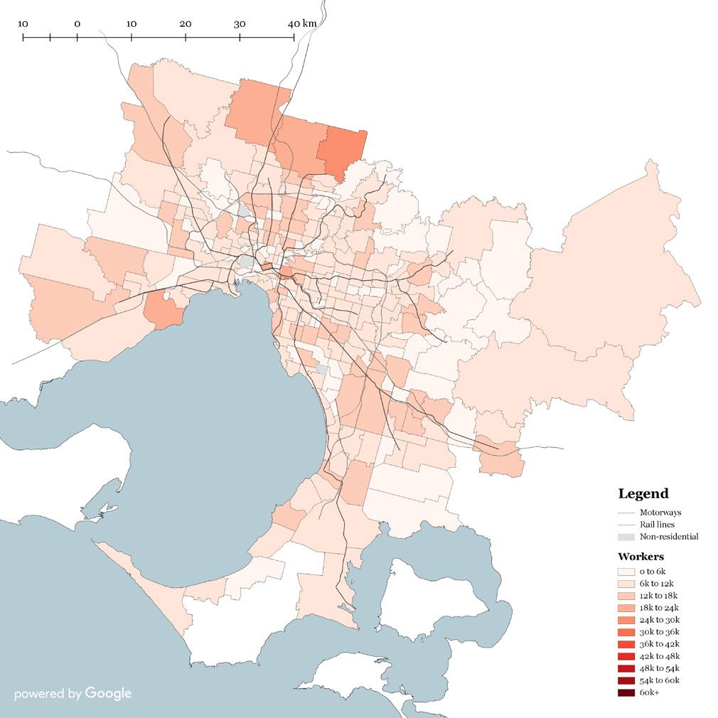A polycentric model to enable a 30-minute city Working population (by SA2) As our population continues to grow, Melbourne may best be served by a polycentric, rather than