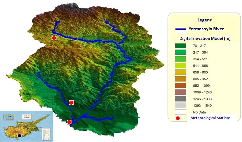 Figure 1: Yermasoyia watershed, Cyprus. 3. METHODOLOGY Four different lumped R-R models have been selected, namely the GR4J (Perrin et al.