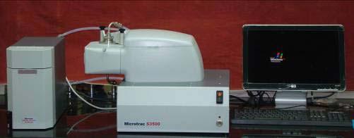 Particle size analyzer (Micro range) Make: Microtrac, USA Model: S 3500 Range: 100 nm to 1400 micrometer Brief description: The particle size analyzer uses the TRI-LASER Diffraction System developed