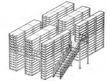 Catwalks A multi-level catwalk allows you to expand upward, not outward One-piece upright posts. Boltless construction.