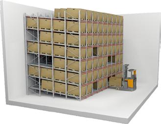 where pallets are delivered and picked at the front of the racking.