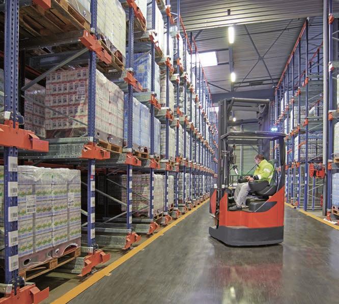 2 Solution with one work aisle and racking on both sides The warehouse consists of two racking units between which the work aisle