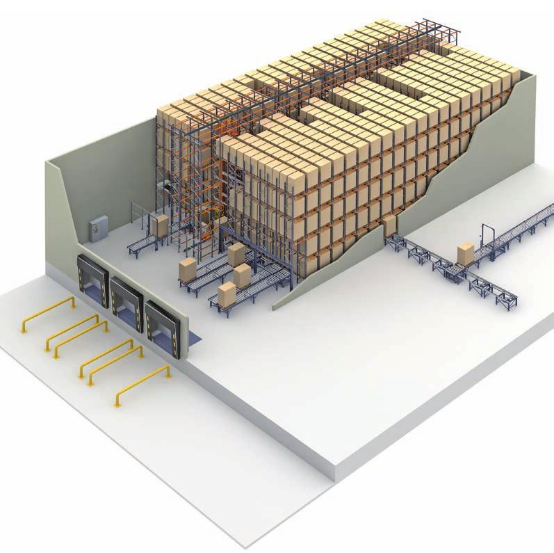 Automated storage with Pallet Shuttle Specific components The points of entry and exit of the warehouse are placed at strategic locations to optimise