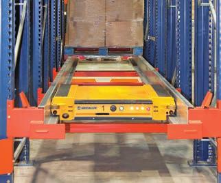 first free location, where it deposits the pallet. Different sensors accurately control the movement of the load being stored.