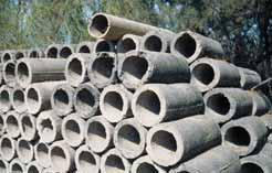 a. b. Figure 22 Concrete (a) and clay (b) drain pipes generally come in a cylindrical form in lengths of about 0.30 m Base material Concrete pipes are produced from cement and sand.