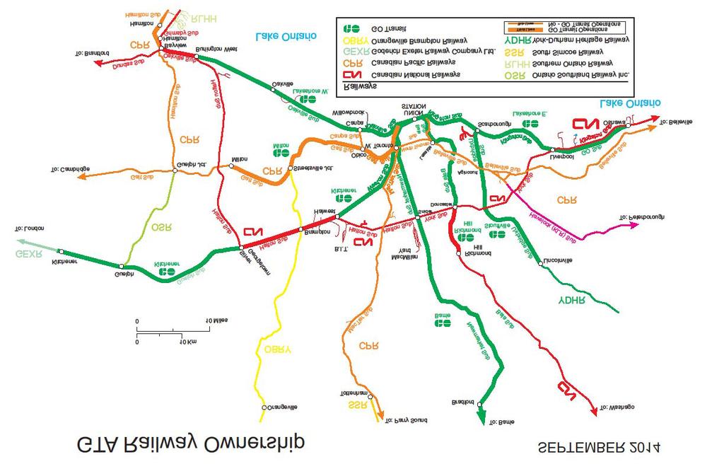 Figure E1 GTA Railway Ownership (Source: Metrolinx Enhanced