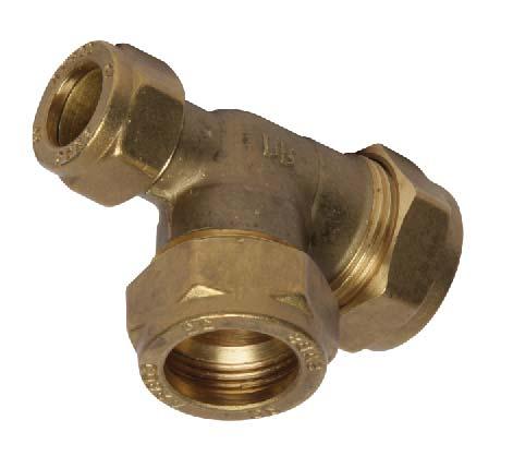 COMPRESSION FITTINGS D-79XS Reducing Tee. All ends Copper. One end on Run reduced.