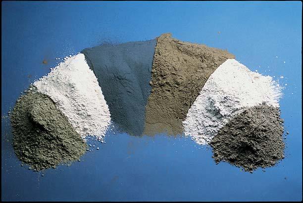 Supplementary Cementitious Materials (SCMs) From left to right: Fly ash (Class C)