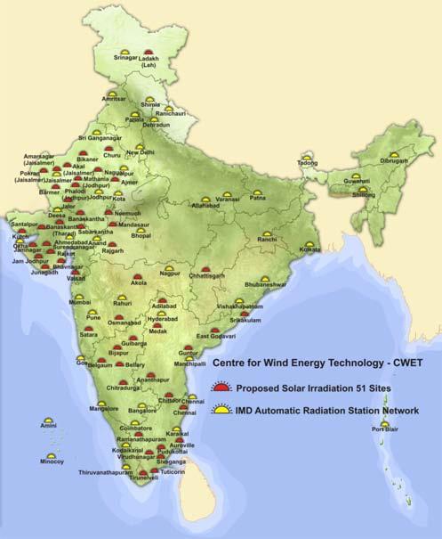 IMD and MNRE Network of Ground Measurements of Solar Radiation