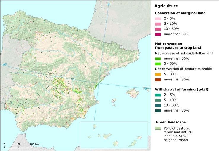 Agriculture () Intensive conversions between arable and vineyards, orchards, olive grows and permanent crops Despite their decreasing intensity, internal agriculture conversions are still the second