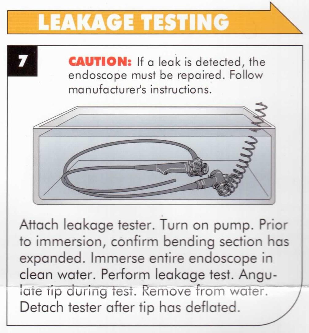 Figure 3. Olympus manufacturer slide for leak testing. Figure 4. Olympus manufacturer warning.