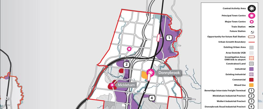 The Melbourne North Growth Corridor Plan The draft Melbourne North Growth Corridor Plan provides for 1,700 gross hectares of industrial land in addition to just over 100 hectares of mixed use and