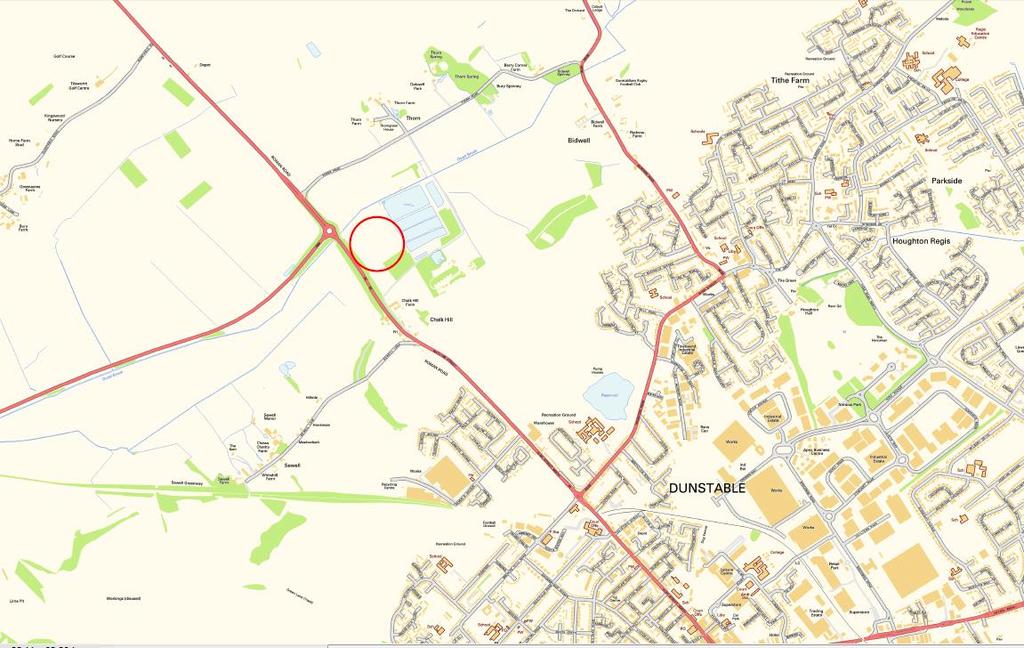 The Site and Its Setting The closest settlements to the planning application site boundary are Houghton Regis (1.5km SE), Toddington (3.