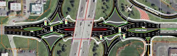 3.3.1. Maryland Heights Interstate 270 and Dorsett Road Diverging Diamond Interchange an Underpass with Perimeter Sidewalks To get a basic overview of the intersection one can look at Figure 20 below.