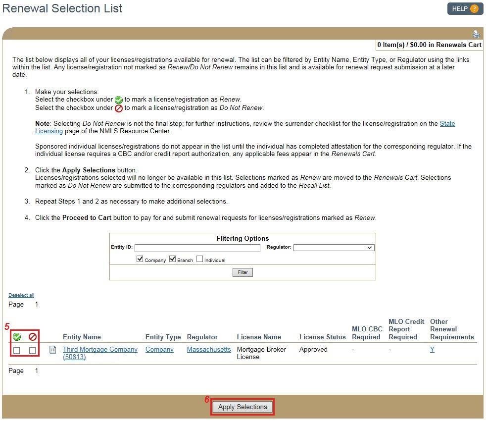 4. The Renewal Selectin List displays (see Figure 2). Figure 2: Renewal Selectin List 5. Select the checkbx beside each license yu want t renew.