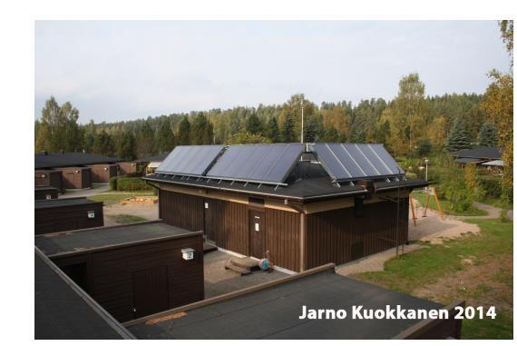 Case example: House co-operative Erämaantie, Kangasala Solar collectors 27,6 kwth and heat pump system 90 kw IRR 11% Payback