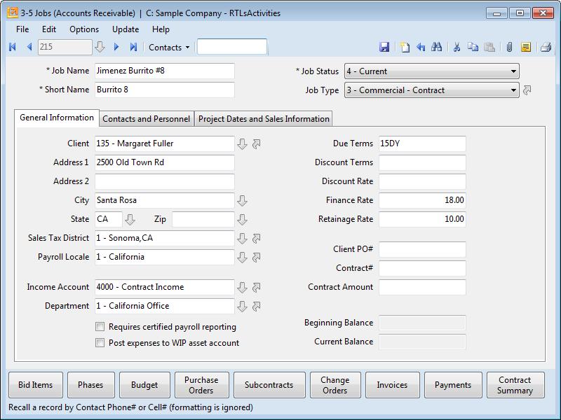 Billing Manage Progress Billing When setting up a job, remember that required fields have asterisks.