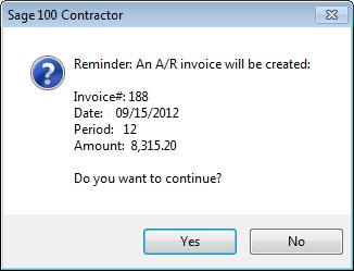 A dialog field appears for you to enter the invoice number. 4. Click Post Billing to accept the default number.
