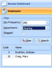 Selection Side Bar The Selection Side Bar on the left of the screen is to select the Bureau Dashboard or the Employees you want to work on.
