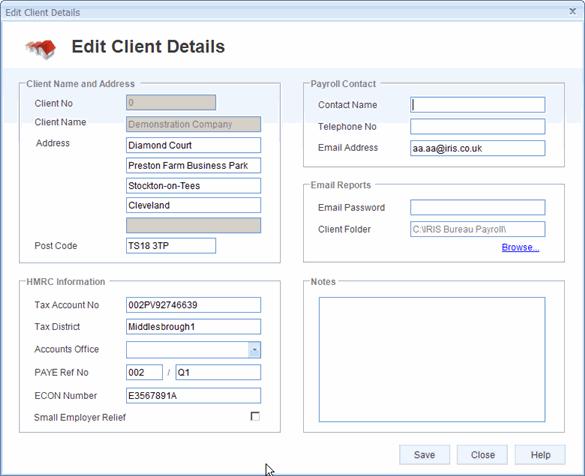 Client Details The Client Details section allows you to view and amend basic Client information. The Edit button allows you to alter limited Client Details for the Client selected.