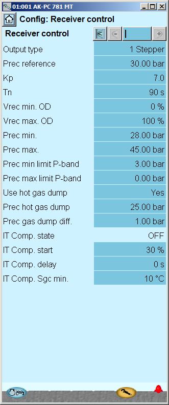 Hot gas dump MT Pack Configuration Use hot gas dump Select whether hot gas should be supplied if the receiver pressure falls too low Prec hot