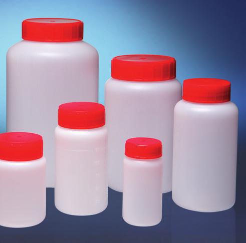 HDPE Round Bottles with Wide Neck Bottle Screw Height Screw Cap Cat. No. Capacity Material Cap Color (mm) (mm) Sterile Qty/Cs LR50A-18 50 ml HDPE Red 77 27.0 Yes 600 LR100-12 100 ml HDPE Red 80 37.