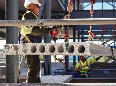 Key Benefits Long spans Quick installation, particularly when compared to wet concrete solutions Immediate working platform High load capacity Preformed holes for services A wide range of slab depths