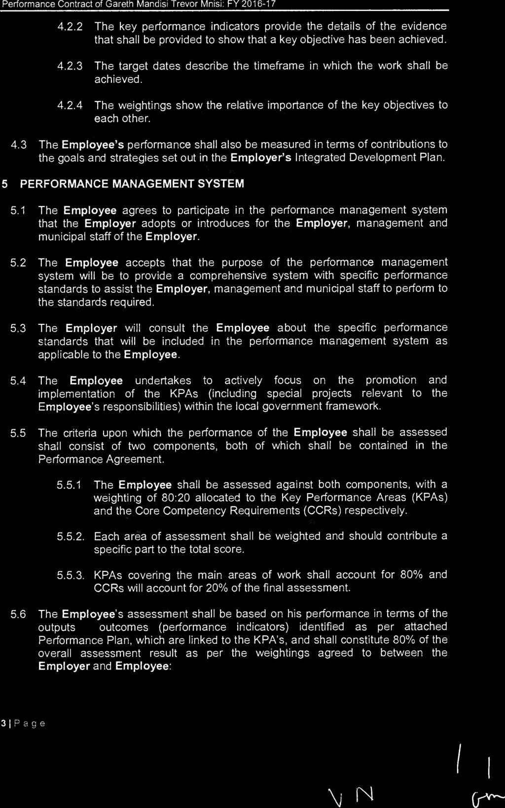 cry Performance Contract of Gareth Mandisi Trevor Mnisi: FY 20