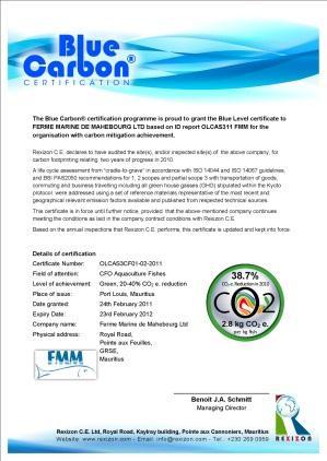 Certification On successful assessment the Blue Carbon Footprint will certify the organization, division or site and award a certificate for one year with option of recertification if reduction