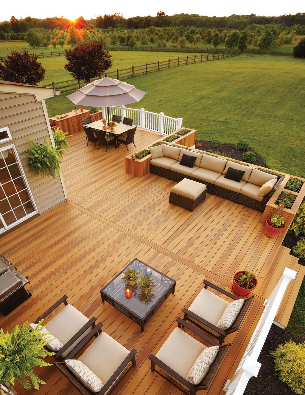Pick Your Color Our Hardwoods decking features a variegated, non-repeating wood grain that allows you to create your own custom outdoor oasis.