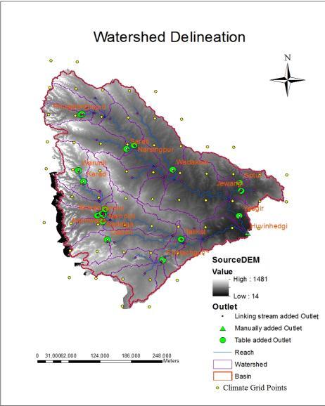 Figure 1: Location Map of the Upper Krishna basin Data sets Geospatial data : 30m*30m grid Digital Elevation Model (DEM) is used to trace the watershed boundary and analyze the drainage pattern of