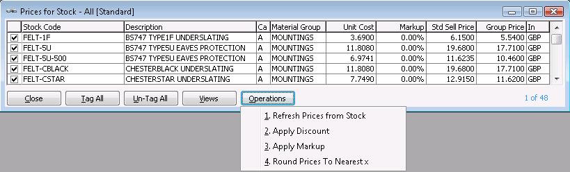 There is also the option to apply rounding to the resulting value, either automatically as part of the Stock synchronisation or as manually applied. For example, a Sell Price of 6.15 with a 7.