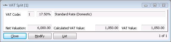 When a new Application/Certificate is entered it is assumed that the entire value will go to the default VAT Code specified on the header.