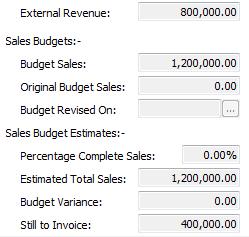 To help analyse the performance of a Job compared to its Sales Budget there is a new section called Sales Budget Estimates.