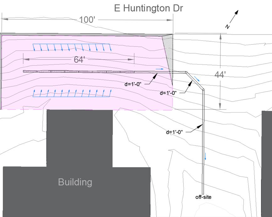 Figure 4.2 - Plan View of Commercial Drain with Retaining Wall 4.