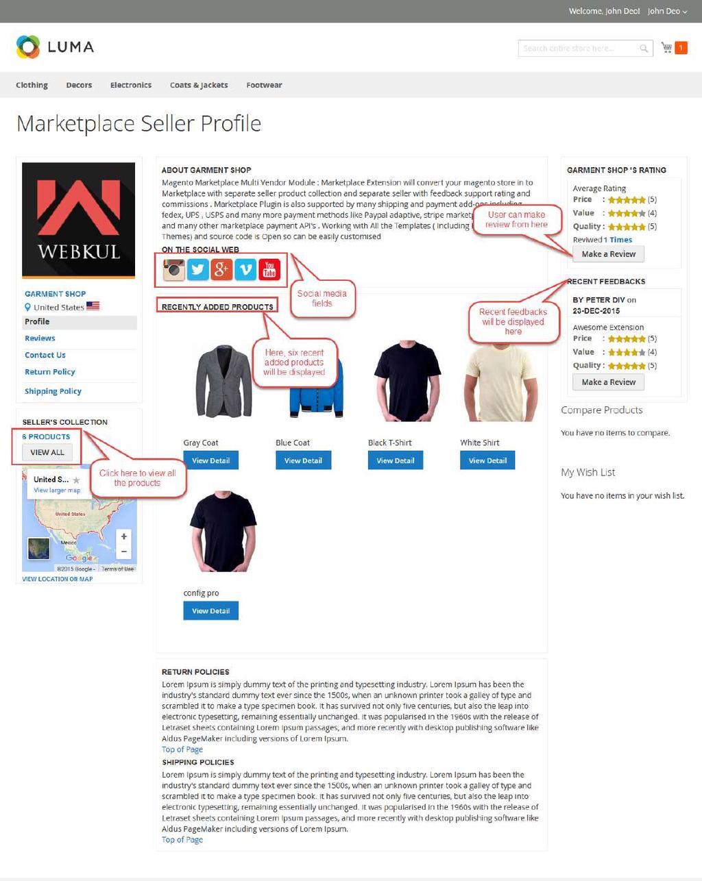 When user will click on View Full Collection, the user will be able to see Seller s Product