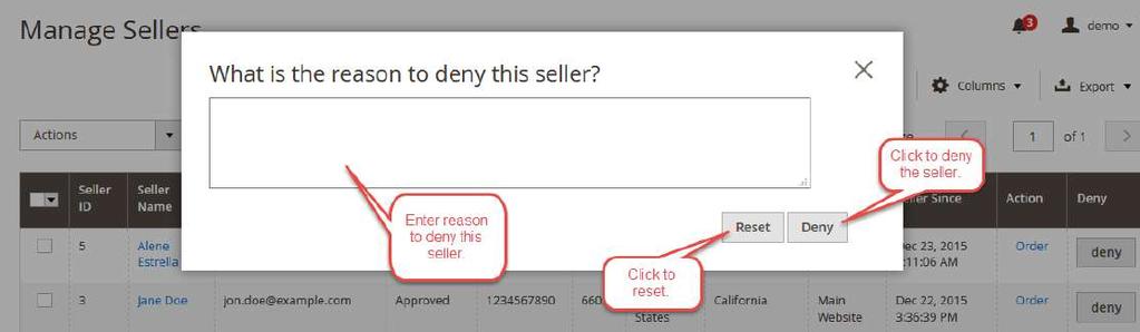 View/Edit Seller s Information- Click the Marketplace Manage seller menu and select the seller to open the below page with the seller information.