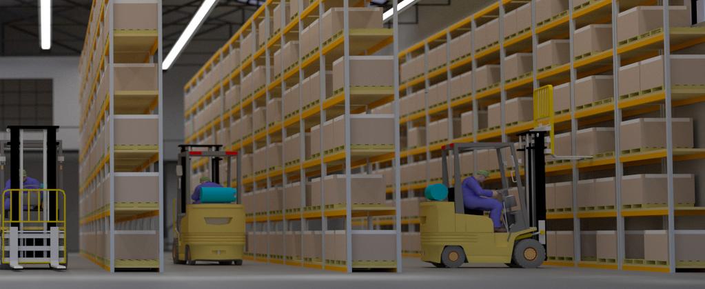 LOGISTIC AND WAREHOUSES Not only navigation of forklift over the hall, but also the showing of exact positioning of product spot in shelf