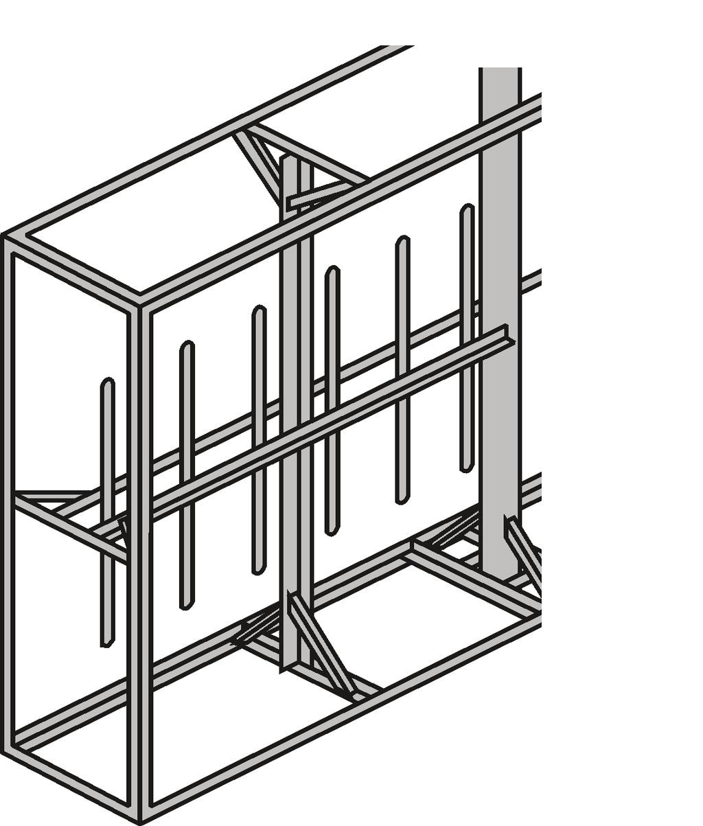 STRUCTURAL STEEL SUPPORT MEMBERS FOR TYPICAL STEEL ANGLE FRAME CONSTRUCTION: The angle Iron frame illustration shows the typical knee braces that are required at the top