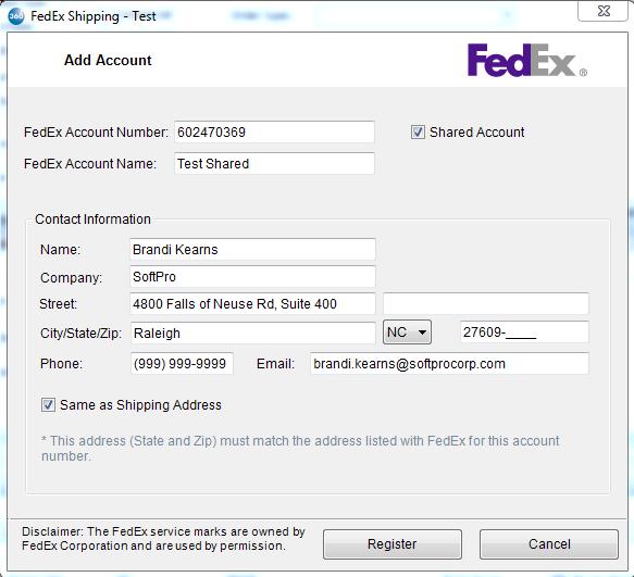 If no shared accounts exist, on the Add Account screen you will need to enter your FedEx Account Number and choose a FedEx Account Name.