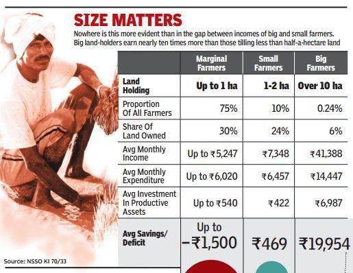 Small & Marginal Farmers not Sustainable: Study Source: http://timesofindia.indiatimes.