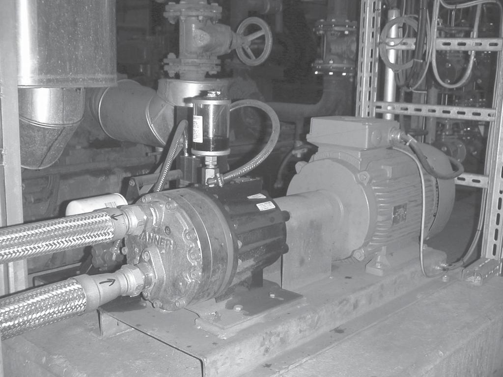 Figure 3: Hydra-Cell G25 pump delivering hot de-ionised water to control temperature in steam line displacement pumps were considered suitable, ruling out centrifugal, side channel and peristaltic