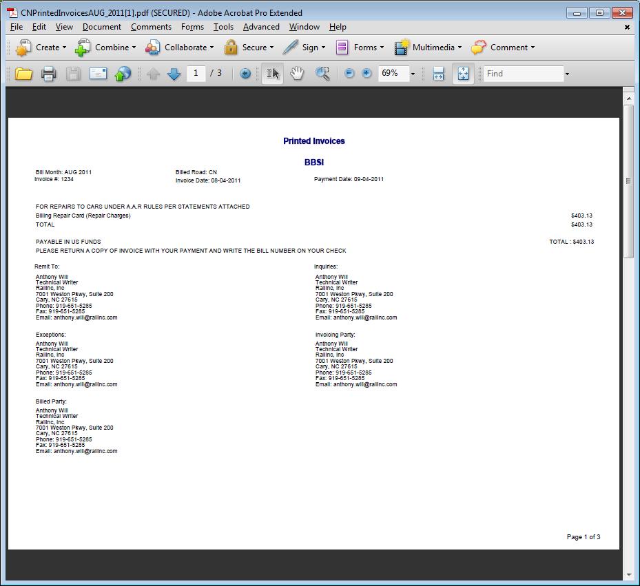 b. To create a PDF version of the invoice for saving or printing, select the Create PDF hyperlink.