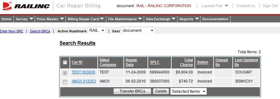 Searching and Viewing BRCs If you have no Road Administrator assigned for your company and you have multiple people inputting repairs then each person you can only see and submit BRC s which they