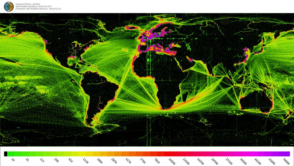 Global ship traffic