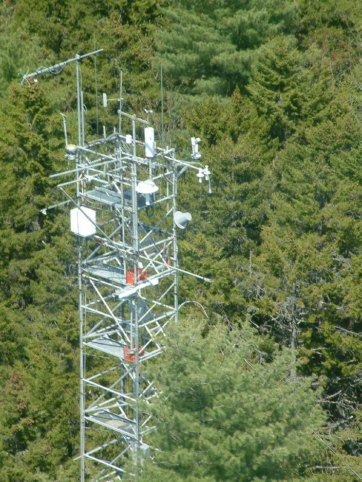Figure 2. Mitigation of climate change impacts: Monitoring forest carbon exchange with eddyflux towers, here at Forest Service Northern Research Station facilities in Howland Maine.