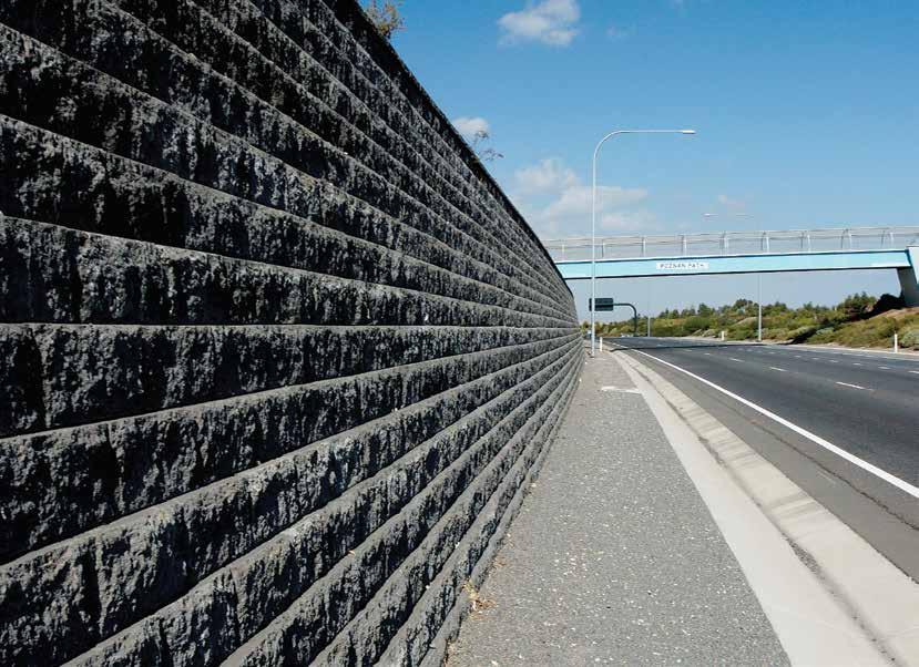The designs provided in this brochure are for gravity retaining wall systems designed in accordance with the requirements of AS4678 Earth-retaining Structures.