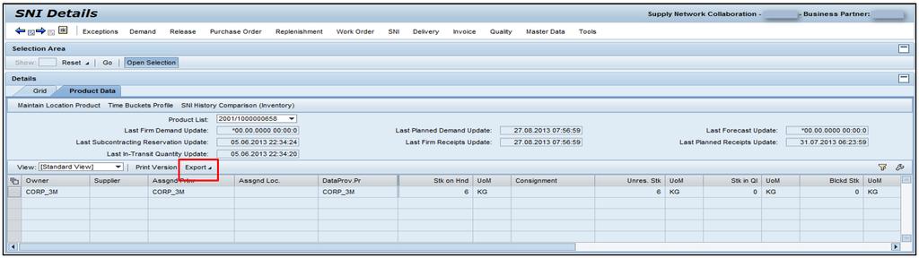 Review the Projected Stock Status (continued) On the Product Data tab, the Supplier may review
