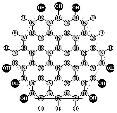 [1, 2] Hexagonal boron nitride (h-bn) consists of a layered structure comprising a network of (BN) 3 rings. Whereas graphite has metallic conductivity, boron nitride is an insulator.