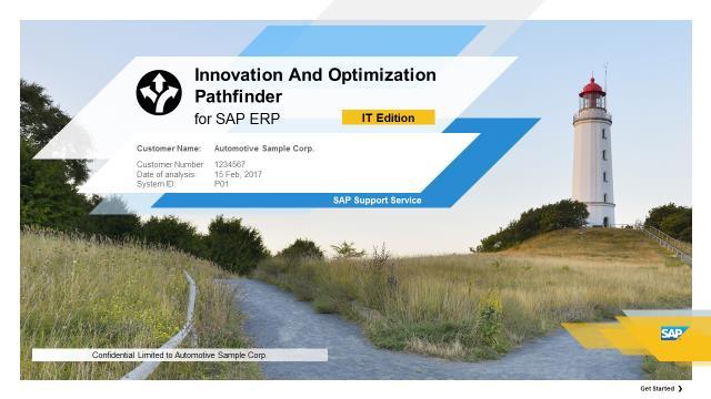 SAP Innovation and Optimization Pathfinder A tailor-made report highlighting innovation potentials, business process and IT optimizations Outlines customer-specific improvement and innovation